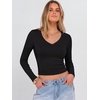 image:imageANRABESS Womens Long Sleeve V Neck Crop TopsBlack