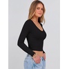 image:imageANRABESS Womens Long Sleeve V Neck Crop TopsBlack