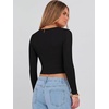 image:imageANRABESS Womens Long Sleeve V Neck Crop TopsBlack