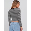 image:imageANRABESS Womens Long Sleeve V Neck Crop TopsBlack White Stripe