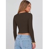 image:imageANRABESS Womens Long Sleeve V Neck Crop TopsCoffee