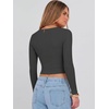 image:imageANRABESS Womens Long Sleeve V Neck Crop TopsDeep Grey
