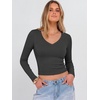 image:imageANRABESS Womens Long Sleeve V Neck Crop TopsDeep Grey