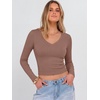 image:imageANRABESS Womens Long Sleeve V Neck Crop TopsDusty Pink
