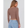 image:imageANRABESS Womens Long Sleeve V Neck Crop TopsDusty Pink