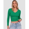 image:imageANRABESS Womens Long Sleeve V Neck Crop TopsGreen