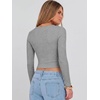 image:imageANRABESS Womens Long Sleeve V Neck Crop TopsGrey