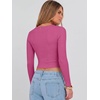 image:imageANRABESS Womens Long Sleeve V Neck Crop TopsHot Pink