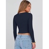image:imageANRABESS Womens Long Sleeve V Neck Crop TopsNavy Blue