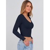 image:imageANRABESS Womens Long Sleeve V Neck Crop TopsNavy Blue