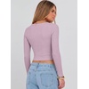 image:imageANRABESS Womens Long Sleeve V Neck Crop TopsPurple