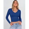 image:imageANRABESS Womens Long Sleeve V Neck Crop TopsRoyal Blue
