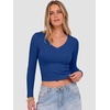 image:imageANRABESS Womens Long Sleeve V Neck Crop TopsRoyal Blue
