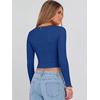 image:imageANRABESS Womens Long Sleeve V Neck Crop TopsRoyal Blue