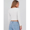 image:imageANRABESS Womens Long Sleeve V Neck Crop TopsWhite