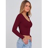 image:imageANRABESS Womens Long Sleeve V Neck Crop TopsWine Red