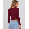 image:imageANRABESS Womens Long Sleeve V Neck Crop TopsWine Red