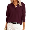 image:imageANRABESS Sweaters for Women Polo Collared Knit Long Sleeve PulloverDark RedXL