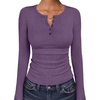 image:imageANRABESS Womens Long Sleeve Shirts Fall Henley TopsPurple