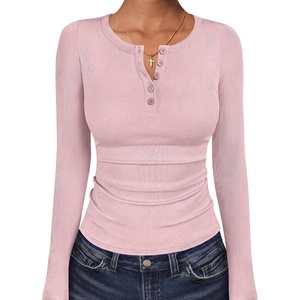 image:imageANRABESS Womens Long Sleeve Shirts Fall Henley TopsPink