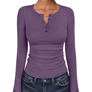 image:imageANRABESS Womens Long Sleeve Shirts Fall Henley TopsPurple