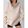 image:imageANRABESS Hoodies for Women Oversized V Neck Hooded SweatshirtsBeige