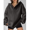 image:imageANRABESS Hoodies for Women Oversized V Neck Hooded SweatshirtsDark Grey