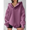 image:imageANRABESS Hoodies for Women Oversized V Neck Hooded SweatshirtsDark Pink