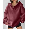 image:imageANRABESS Hoodies for Women Oversized V Neck Hooded SweatshirtsDark Red