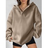 image:imageANRABESS Hoodies for Women Oversized V Neck Hooded SweatshirtsKhaki Brown