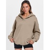 image:imageANRABESS Hoodies for Women Oversized V Neck Hooded SweatshirtsKhaki Brown