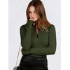 image:imageANRABESS Long Sleeve Shirts for Women Quarter Zip Ribbed Sweater TopArmy Green