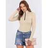 image:imageANRABESS Long Sleeve Shirts for Women Quarter Zip Ribbed Sweater TopBeige