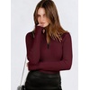 image:imageANRABESS Long Sleeve Shirts for Women Quarter Zip Ribbed Sweater TopDeep Red
