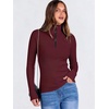 image:imageANRABESS Long Sleeve Shirts for Women Quarter Zip Ribbed Sweater TopDeep Red
