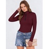 image:imageANRABESS Long Sleeve Shirts for Women Quarter Zip Ribbed Sweater TopDeep Red