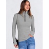 image:imageANRABESS Long Sleeve Shirts for Women Quarter Zip Ribbed Sweater TopGrey