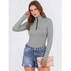 image:imageANRABESS Long Sleeve Shirts for Women Quarter Zip Ribbed Sweater TopGrey