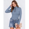 image:imageANRABESS Long Sleeve Shirts for Women Quarter Zip Ribbed Sweater TopGrey Blue