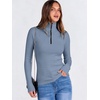 image:imageANRABESS Long Sleeve Shirts for Women Quarter Zip Ribbed Sweater TopGrey Blue
