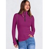 image:imageANRABESS Long Sleeve Shirts for Women Quarter Zip Ribbed Sweater TopHot Pink