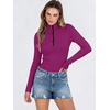 image:imageANRABESS Long Sleeve Shirts for Women Quarter Zip Ribbed Sweater TopHot Pink