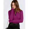 image:imageANRABESS Long Sleeve Shirts for Women Quarter Zip Ribbed Sweater TopHot Pink