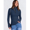 image:imageANRABESS Long Sleeve Shirts for Women Quarter Zip Ribbed Sweater TopNavy Blue