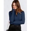 image:imageANRABESS Long Sleeve Shirts for Women Quarter Zip Ribbed Sweater TopNavy Blue