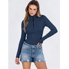 image:imageANRABESS Long Sleeve Shirts for Women Quarter Zip Ribbed Sweater TopNavy Blue