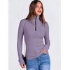 image:imageANRABESS Long Sleeve Shirts for Women Quarter Zip Ribbed Sweater TopPurple