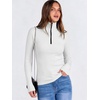 image:imageANRABESS Long Sleeve Shirts for Women Quarter Zip Ribbed Sweater TopWhite