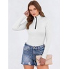 image:imageANRABESS Long Sleeve Shirts for Women Quarter Zip Ribbed Sweater TopWhite