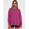 image:imageANRABESS Oversized Sweatshirt for Women Fall lightweight Air Layer TopsHot Pink